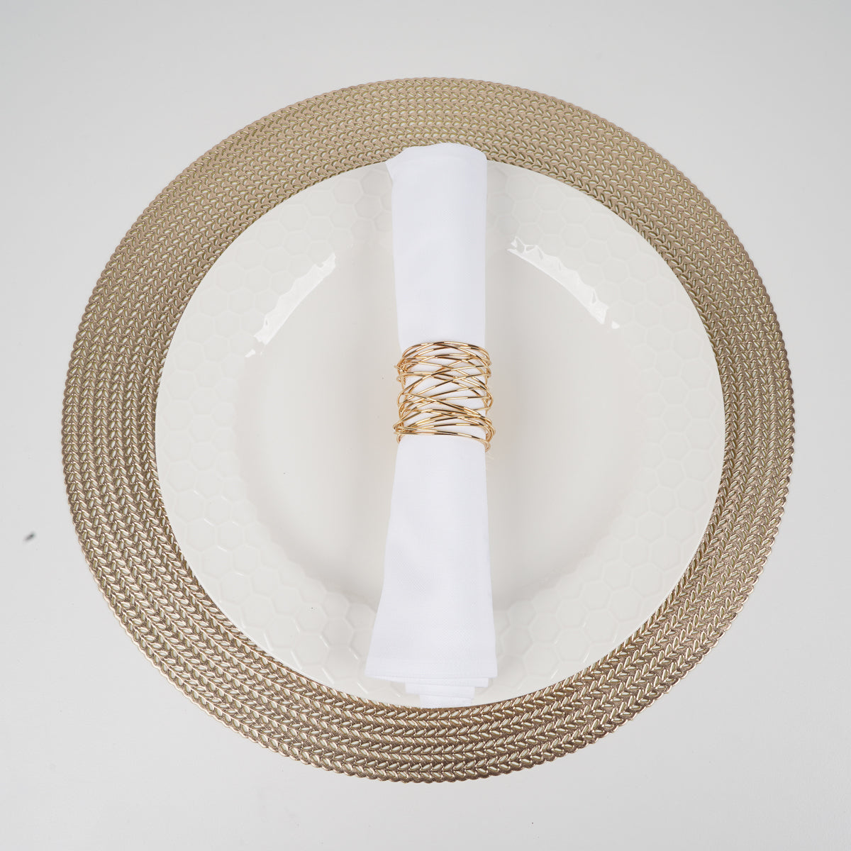 Light Gold Weave Look Round Placemat Tablecloth Kingdom