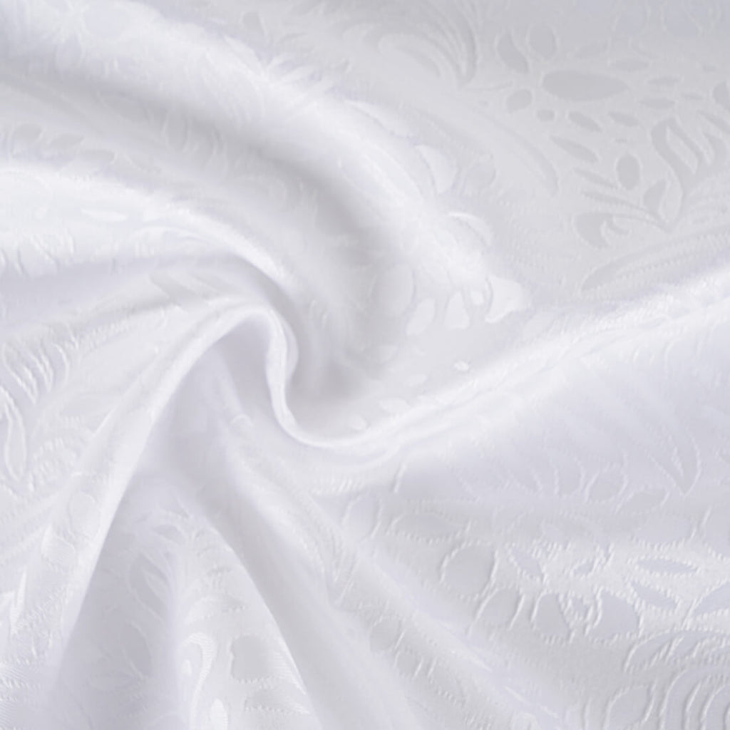 White Embossed Floral Material